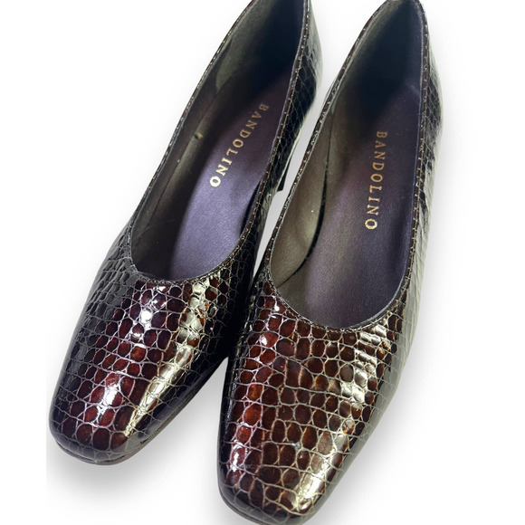 Bandolino Snake Embossed Dark Brown Pumps Heels | Sz 5.5 | Made in Spain - Picture 5 of 13